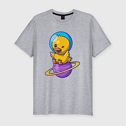 Футболка slim-fit Утёнок на сатурне, цвет: меланж