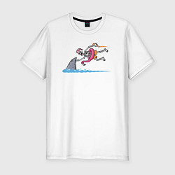 Футболка slim-fit Скелет и акула, цвет: белый