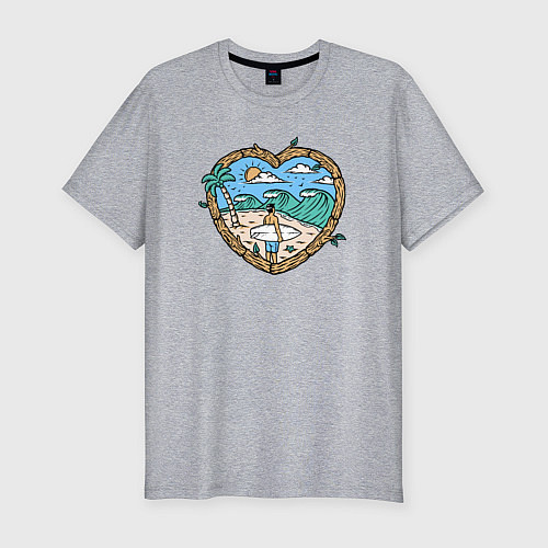 Мужская slim-футболка Люблю серфинг / Меланж – фото 1