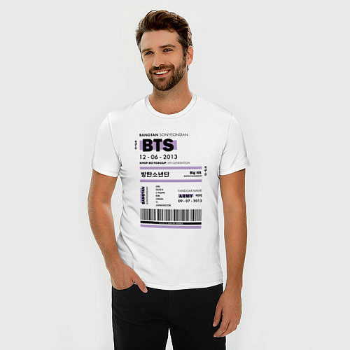 Мужская slim-футболка Bts ticket / Белый – фото 3