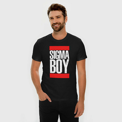 Мужская slim-футболка Sigma boy / Черный – фото 3