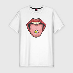 Футболка slim-fit Smiling lips, цвет: белый