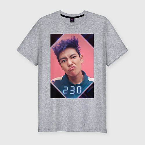 Мужская slim-футболка Игра в кальмара игрок 230 / Меланж – фото 1
