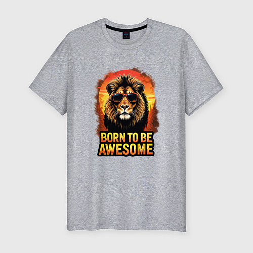 Мужская slim-футболка Потрясающий лев / Меланж – фото 1