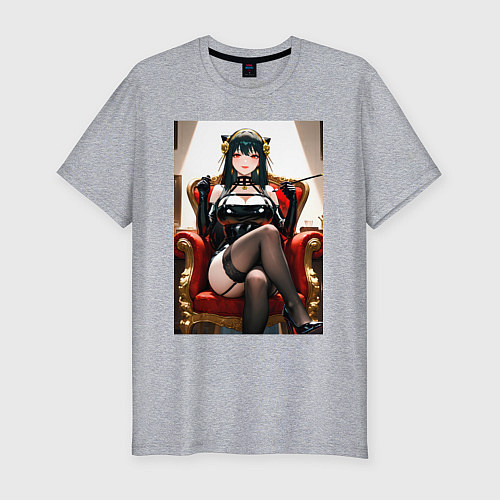 Мужская slim-футболка Йор Форджер Семья шпиона в кресле / Меланж – фото 1