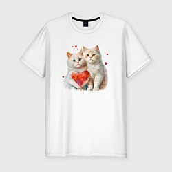 Футболка slim-fit Котята с сердцем, цвет: белый