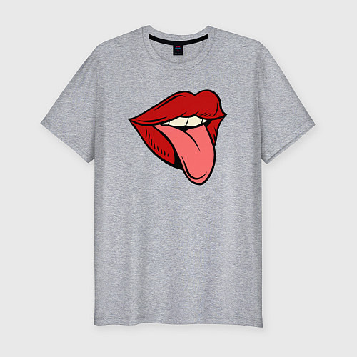 Мужская slim-футболка Girl lips / Меланж – фото 1