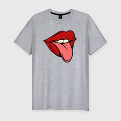 Футболка slim-fit Girl lips, цвет: меланж