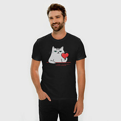 Футболка slim-fit Кот с сердцем, цвет: черный — фото 2