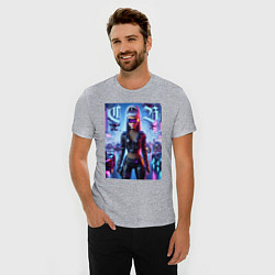 Футболка slim-fit Cyber girl Barbie - neon glow, цвет: меланж — фото 2