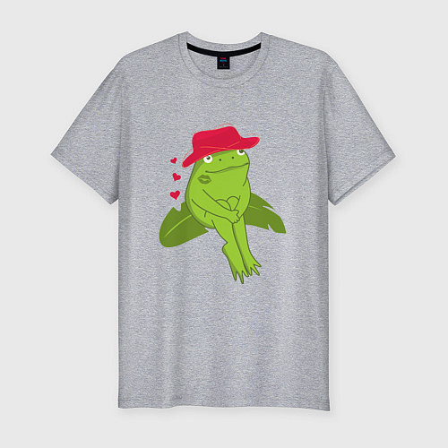 Мужская slim-футболка Лягушонок в шляпе / Меланж – фото 1