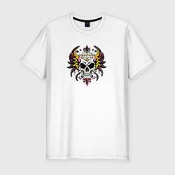 Футболка slim-fit Decorative skull, цвет: белый