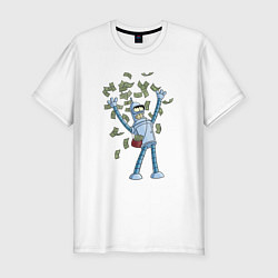 Футболка slim-fit Бендер с кучей денег: Футурама, цвет: белый