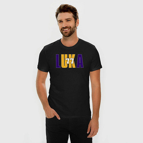 Мужская slim-футболка Lakers Luka / Черный – фото 3