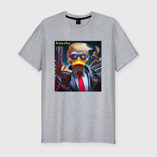 Мужская slim-футболка Donald Trump is the duck of peace - joke / Меланж – фото 1