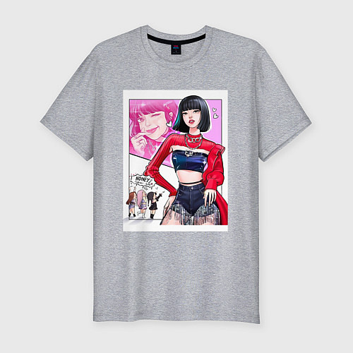 Мужская slim-футболка Blackpink - Lisa / Меланж – фото 1