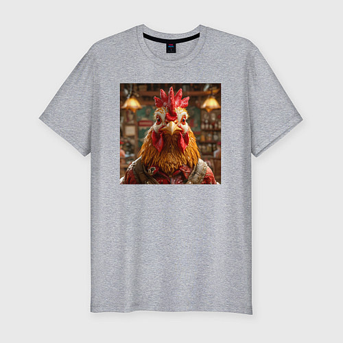 Мужская slim-футболка Петух / Меланж – фото 1