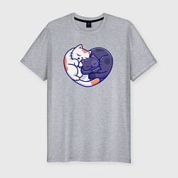 Футболка slim-fit Сердечные котики, цвет: меланж