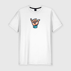 Футболка slim-fit Жест руки Шака или Джамбо, цвет: белый
