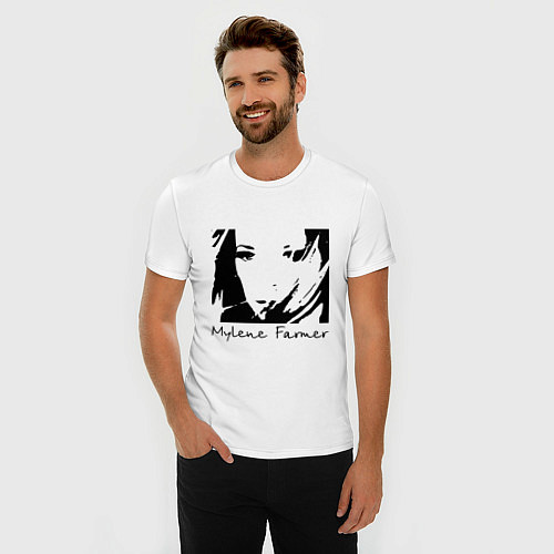 Мужская slim-футболка Милен Фармер / Белый – фото 3