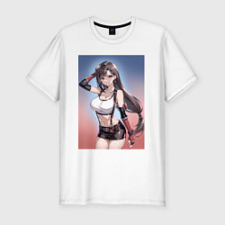 Футболка slim-fit Тифа Локхарт из Final Fantasy VII, цвет: белый