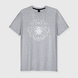 Футболка slim-fit Пчела и жуки белые, цвет: меланж