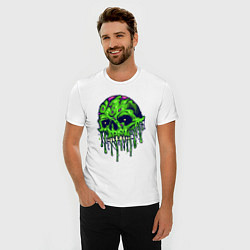 Футболка slim-fit Green skull, цвет: белый — фото 2