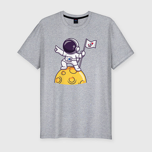 Мужская slim-футболка Вперёд в космос / Меланж – фото 1