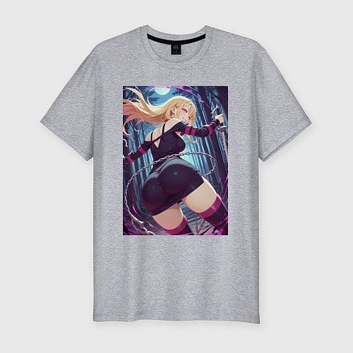 Мужская slim-футболка Марин Китагава косплей Fate stay night / Меланж – фото 1