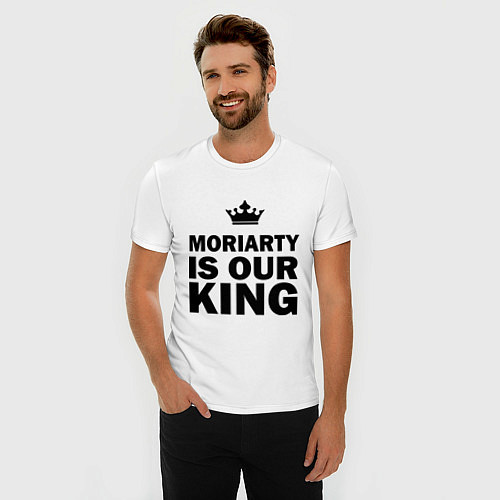 Мужская slim-футболка Moriarty is our king / Белый – фото 3