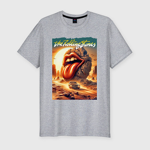 Мужская slim-футболка Rolling Stones - stylization of the logo / Меланж – фото 1