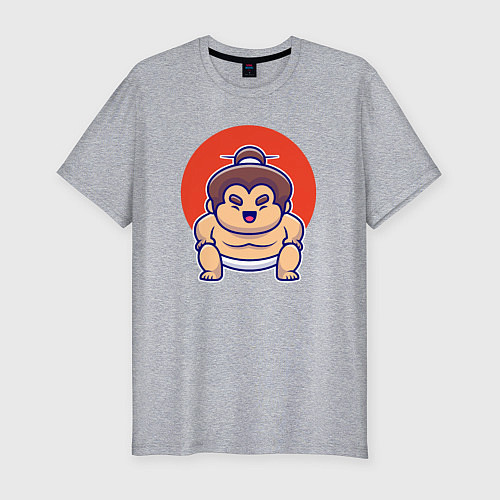 Мужская slim-футболка Маленький сумоист / Меланж – фото 1
