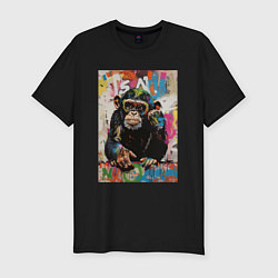 Футболка slim-fit Monkey color, цвет: черный