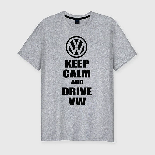 Мужская slim-футболка Keep Calm & Drive VW / Меланж – фото 1