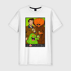 Футболка slim-fit Ghostbuster - Peter Slimer Pumpkinhead, цвет: белый