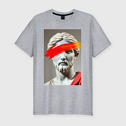 Футболка slim-fit Античная статуя с красным штрихом, цвет: меланж