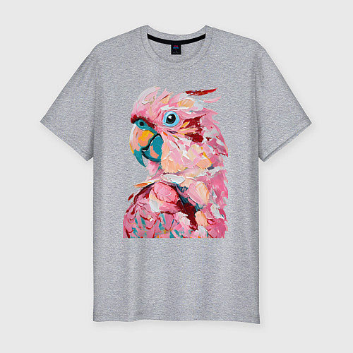 Мужская slim-футболка Розовый попугай / Меланж – фото 1