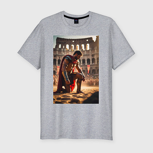 Мужская slim-футболка Спартак в Колизее / Меланж – фото 1