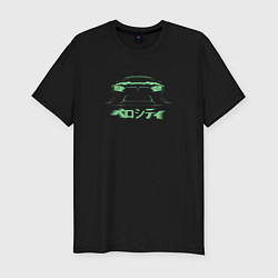 Футболка slim-fit Спорткар в фронтальном ракурсе, цвет: черный