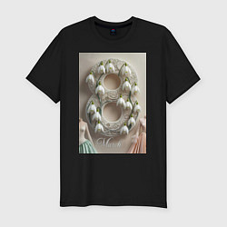 Футболка slim-fit Ландыши девушкам на 8 марта, цвет: черный