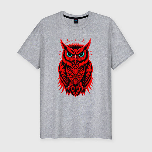 Мужская slim-футболка Сова красная / Меланж – фото 1