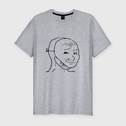 Футболка slim-fit Плачущий в маске мем, цвет: меланж
