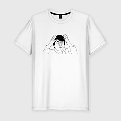 Футболка slim-fit Джеки Чан мем, цвет: белый