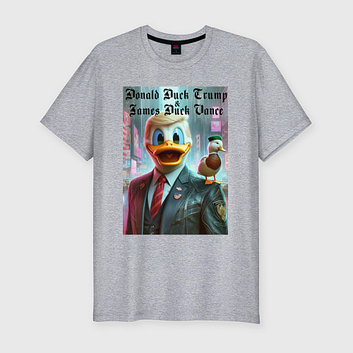 Мужская slim-футболка Donald Duck Trump and James Duck Vance / Меланж – фото 1