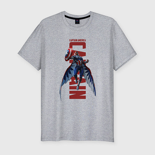 Мужская slim-футболка Капитан Америка: Новый мир / Меланж – фото 1