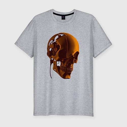 Мужская slim-футболка Оранжевый череп в тенях / Меланж – фото 1