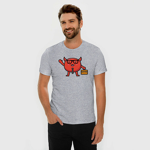 Мужская slim-футболка Офисный дьяволёнок / Меланж – фото 3