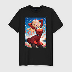 Футболка slim-fit Марин Китагава косплей 002 Darling in the Franxx, цвет: черный