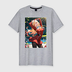 Футболка slim-fit Марин Китагава косплей 002 Darling in the Franxx, цвет: меланж