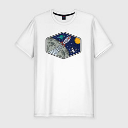 Футболка slim-fit Moon rocket, цвет: белый